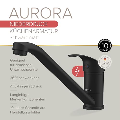 Grifo de cocina negro mate elegante serie Aurora 460 4