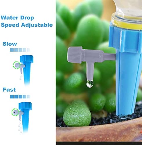 TSHAOUN 20 Pieces Automatic Plant Watering Spike with Slow Release Control Valve Switch Bottle Drip Irrigation System, Vacation Adjustable Self Watering Devices for Garden Indoor Plants (20 Pieces)