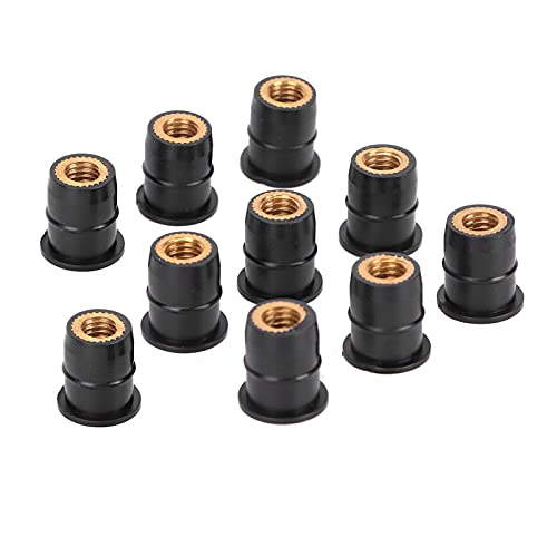 Tuerca de Pozo, 10PCS Tuerca de Pozo M6x0.8mm Goma de Latón Cautivo para Motocicleta ATV Parabrisas Cuerpo