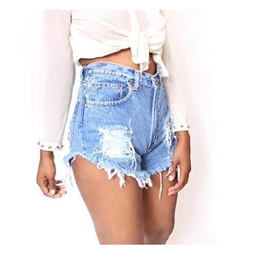 Shorts denim bleu taille haute pour affiner la silhouette en taille 34