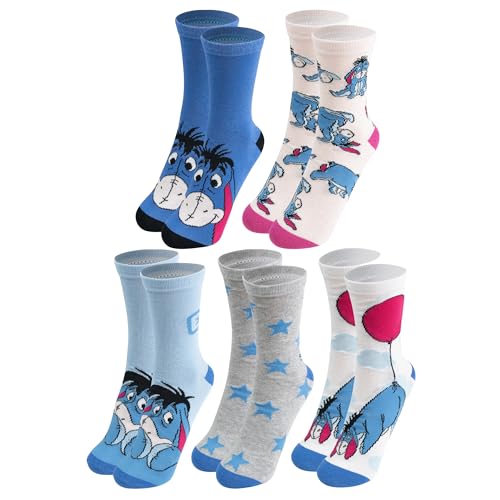 Photo de Disney Lot de 5 paires de chaussettes Bourriquet pour femme - Winnie l'ourson - Taille 38-43, multicolore, 38-43