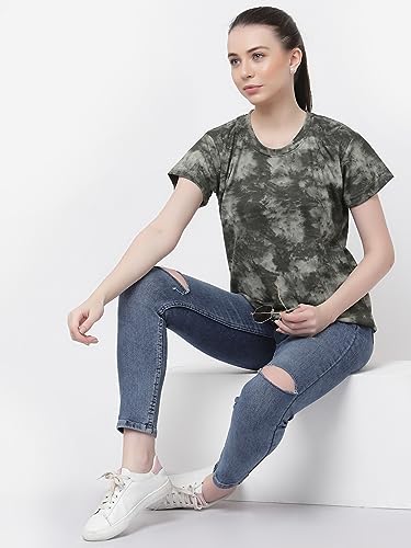 Image of UZARUS Women's Regular Fit Printed Half Sleeves Round Neck Gym Sports T-Shirt
