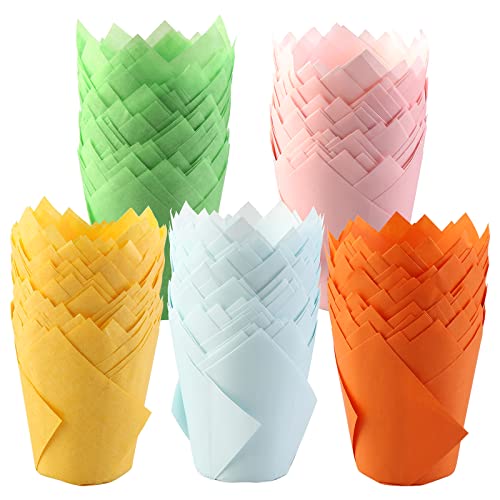 Vegena Pirottini per muffin in di carta, 250 pezzi, a forma di tulipano, a forma di tulipano, per matrimoni, compleanni, feste
