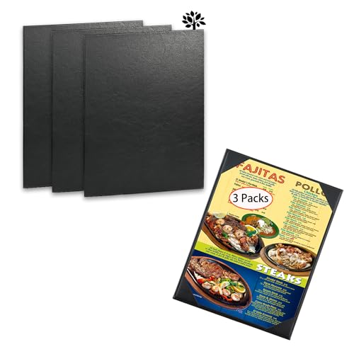 3 Packs Leather Menu Covers Holders with Strong Wood Inside for 8.5x11 Inches,Single View Leather Menu Holder for Restaurant,Wine List, Drinks, Cafes, Bar, Hotel,Cocktail(8.5"x11"/Single View/3 pcs)