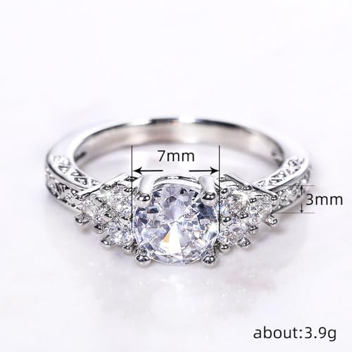 White Gold Plated Luxurious Shiny Round Cubic Zirconia Engagement Rings Wedding Bridal Band Promise Rings Evening Parties Anniversary Valentine's Day Gifts Eternity Bands for Women3