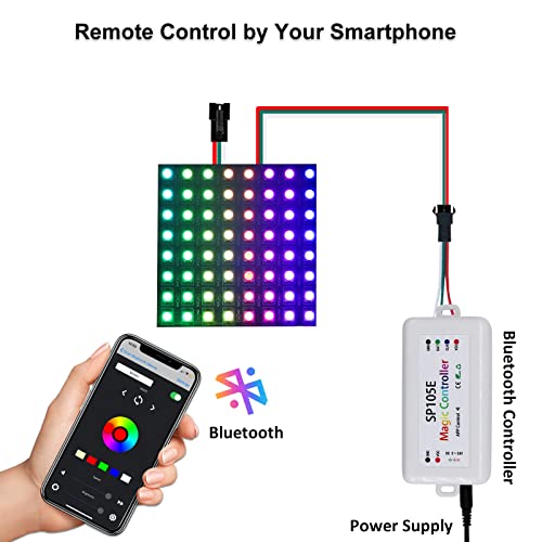 Image of SP105E Led Controller, Ws2812b Controller for Smart IC Led Lights Like Ws2811 SK6812 Ws2815 Ws2813 APA102, Wireless Bluetooth Addressable LED Controller for Indoor Use