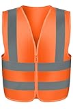 Neiko High Visibility Safety Vest ANSI Class 2, No Pocket, Neon Orange, Large (L)