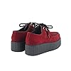PMUEI Women's Platform Creeper,Ladies Trainer,Flat Wedge Shoes,Rocker Gothic Punk Style Footwear,Vegan Leather and Suede Lace-Up Shoes with D-Ring Eyelets(DRE-Bordo SUEDE-06) #1