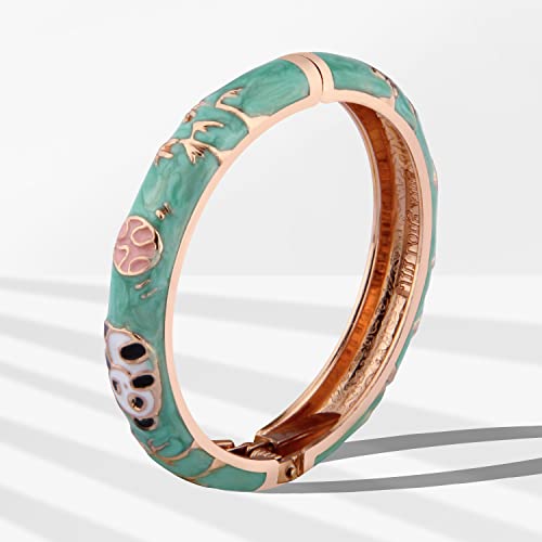 Ujoy Childrens Bracelet Beautiful Cloisonne Panda Enameled Gold Hinge Open Bangles Bracelets Jewelry For Girls Gifts 55D01 Green #TOP3