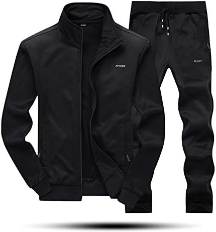 MAGNIVIT Men's Outfits 2 Piece Athletic Training Tracksuit Jacket and Pants #1 Black