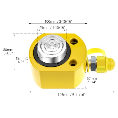 Image of QWORK 20T Hydraulic Cylinder Jack - Mini Hydraulic Ram Jack Porta Power with 13mm Stroke, Manual Pump & Heavy-Duty Metal Structure for Machinery & Construction