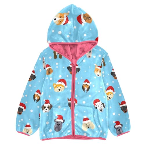 OTVEE Christmas Different Breeds Of Dogs Kids Hoodie Jacket Fall Spring Full Zip Warm Outwear Coat