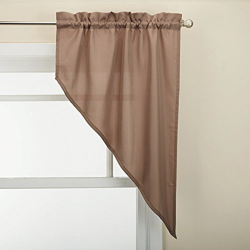 Image of Sweet Home Collection Kitchen Window Tier, Swag, or Valance Curtain Treatment in Stylish and Unique Patterns and Designs for All Home Decor, Ribcord Taupe