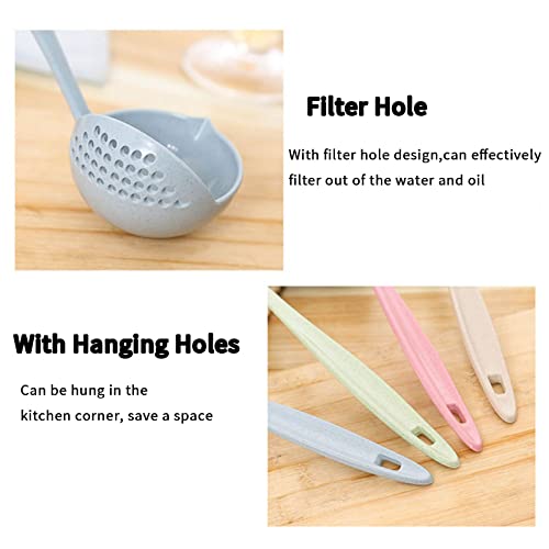 Ladle Soup, 4 Pack Silicone Ladle Soups 2 In 1 Kitchen Ladle Soup Pan Spoon With Filter Strainer,Ladle Soup Pan Spoon Soup Spoon With Hang Hole Filter #TOP3