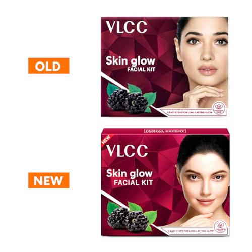 Image of VLCC Glow Facial Kit - 25g X 3 (75g) (Pack of 3) | Promotes Cell Renewal, Helps Brighten Complexion, Even Tone Skin | Smoothens Uneven Skin Texture | With Aloe Vera, Cucumber, Saffron & Mulberry