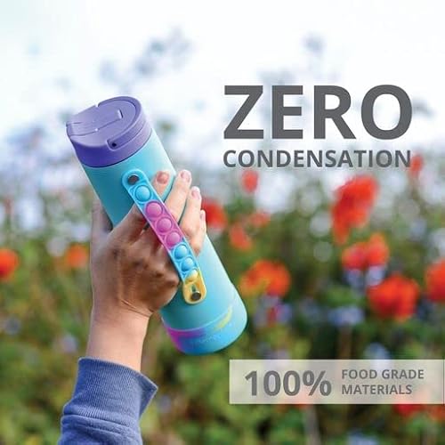 Elemental Iconic Pop Kids Water Bottle For School Girls And Boys | Triple Insulated Stainless Steel Thermos With Straw Lid & Fidget Handle | Flask Water Bottle | Bpa Free Tumbler, 20Oz - Blue Tie Dye #TOP6