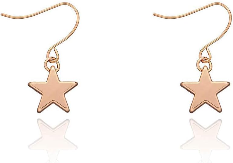 LittleB Dainty Earrings Star Pendent Thin Earrings Minimal Earring Jewelry for Women (Gold)