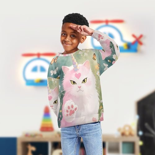 Wudan unicorns Cat in Flowers Little Kids Hooded Sweatshirt Fleece Kids Hoodies Boys4