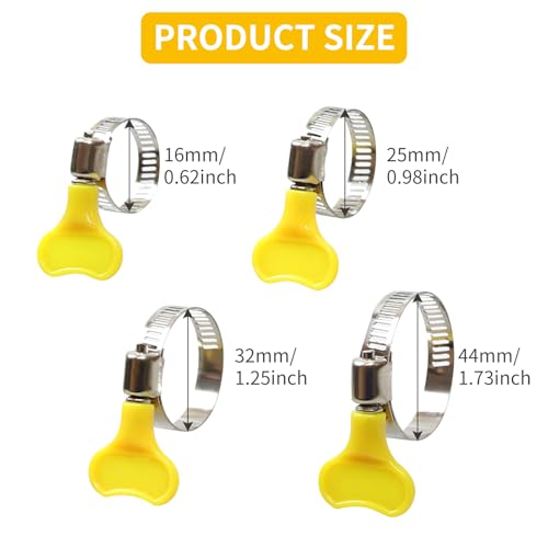 Stainless Steel Tightening Pipe Clips, 16PCs Hose Clips Set 4 Size Hose Clips Set Adjustable Pipe Clamps Hose Clamps for Securing Home Gas Flexible Connections 16/25/32/44mm