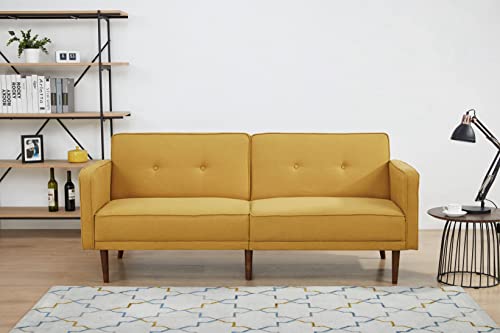 Gia Furniture Home Series Mid-Century Modern Split Back Convertible 3-Seater Sofa, Yellow #TOP1