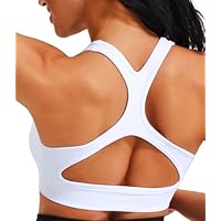 JOYSPELS Women's Sports Bra Seamless 4-Way Stretch Yoga Top with Removable Pads for Gym, Workouts, Running White XL