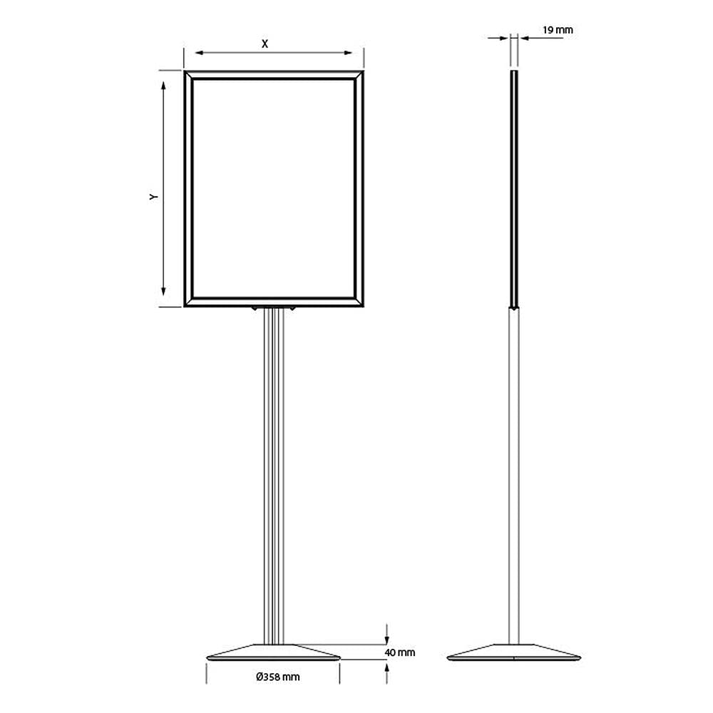 Soporte para carteles, DIN A1/A2, disponible en los colores negro y plateado (plata, DIN A2)