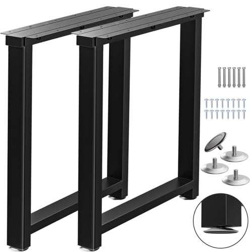 TOCRETOARE Metal Table Legs Heavy Duty, 28”H x 24”W, Metal Furniture Legs for Dining Desk Bench and Coffee Table, Industrial Black DIY Iron Bench Legs, Set of 2