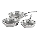 ProCook Professional Stainless Steel Cookware Set Uncoated Induction & Oven Safe Pans Cooking Pots - 3 Piece, 20/24/28 cm