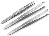 Haar-Zupf-Pinzette Set Gerade Schräg Spitz Premium aus Edelstahl Haarentfernung Augenbrauenpinzette