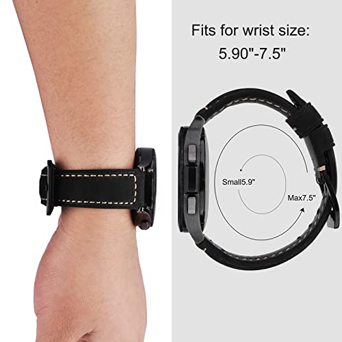 V-Moro Compatible For Galaxy Watch 4 Classic Band 46Mm 42Mm Genuine Leather Strap For Samsung Galaxy Watch 4 Bands(40/44Mm)/Galaxy Watch 42Mm Business Wristband Replacement With Stainless Steel Buckle Men Women #TOP6