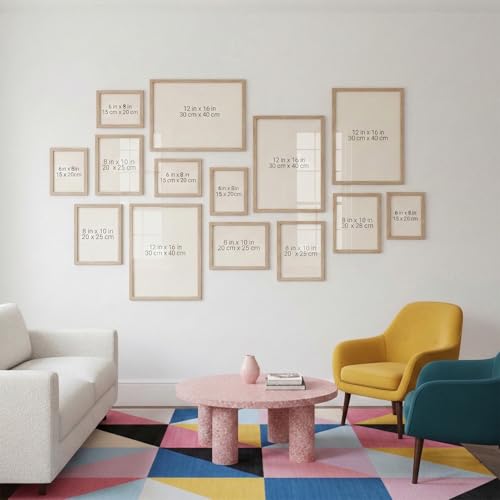 Image of HOTHOUSE Photo Frame For Wall Decor | Wooden Frames For Wall Decoration | Aesthetic Collage Picture Frames | Rectangular Photo Frame For Home Decor Office | Set of 14 (BROWN, Combo-1)