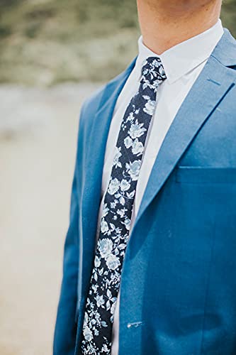 Image of DAZI Men's Skinny Tie Floral Print Cotton Necktie, Great for Weddings, Groom, Groomsmen, Missions, Dances, Gifts.