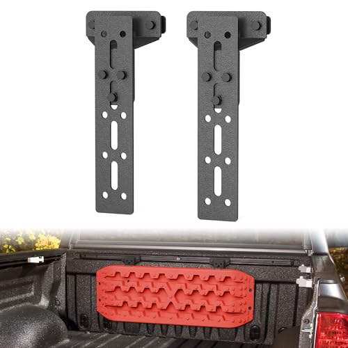EYOUHZ Universal Recovery Board Mounting Brackets for Pickup Trucks, Heavy-Duty Adjustable Steel Traction Board Holder, Compatible with Bed Rail Systems for Off-Road Sand, Snow, Mud Recovery Tracks