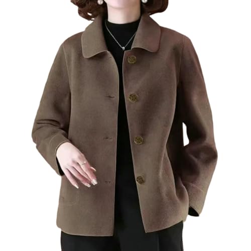 Veste courte en tweed et cachemire double face pour femme avec col revers