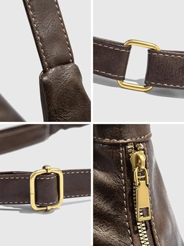 Image of GRPKSSIB PU Leather Shoulder Bags Hobo Crossbody Bag Casual Tote Handbags Women's Crescent Purse with Adjustable Strap