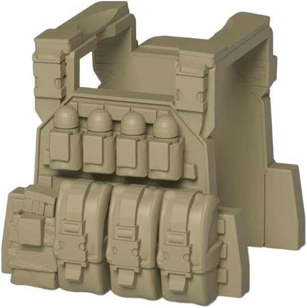 MBAV Heavy Carrier Vest, Precision Crafted Brick Figure Accessories, Sand 1:40 Scale Display Piece Compatible with Lego for Adult Diorama Collectors