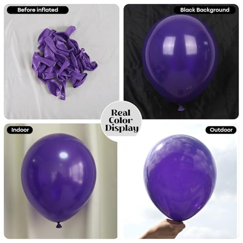Image of Togvu Purple Balloons, 50Pack 12 Inch Matte Dark Purple Latex Party Balloons for Birthday Party Graduation Halloween Butterfly Bachelorette Decorations