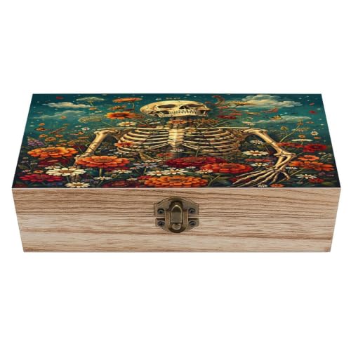 ayvcxui Floral Skeleton Garden Art Jewelry Box