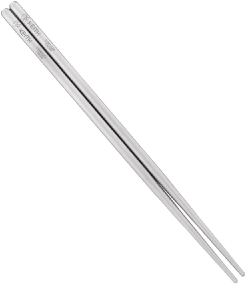 KEITH Ti5636 Pure Titanium Chopsticks Set, 10 Pairs Lightweight Square-Handle Durable Chopsticks for Family Dining, Home, Camping & Travel