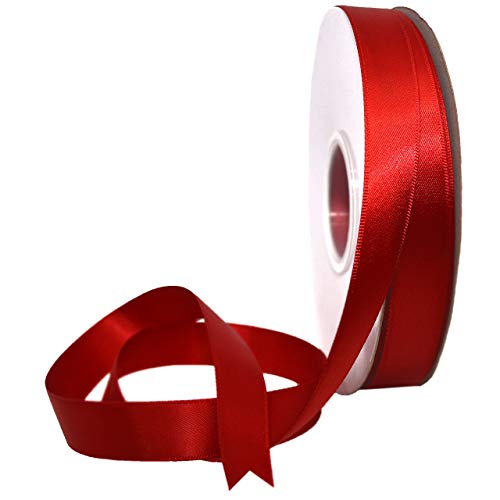 Image of Morex Ribbon 08816 /50-260 Double Face Satin Ribbon, 3 /8 inchx 50 Yd, Scarlet