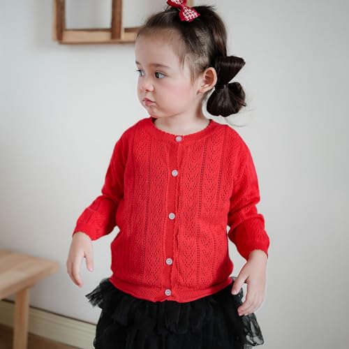 Toddler Girls Cut Out Knitted Cardigan Long Sleeve Jacket with Lace Neckline Girls Jumper Spring Sweater2