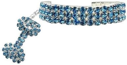 PETFAVORITES Fancy 3 Rows Rhinestones Dog Necklace Collar Jewelry with Bling Crystal Bone Charm for Pets Cats Small Dogs Girl Teacup…