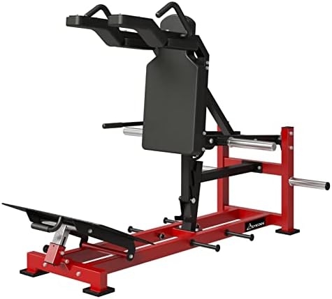 syedee Hack Squat Machine with Band Pegs, V Squat Machine with Adjustable Footboard, Plate Loaded Lower Body Special Leg Machine fit 2” Plate, 1000 LBS Capacity Calf Raise Machine for Home Gym,Red