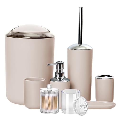 Opiniones y reviews de Juegos de accesorios de baño disponible en línea para comprar. 45 Juego de Baño Accesorios de 8 Piezas, Accesorios para Baño con Dispensador de Jabón, Jabonera, Portacepillos, Vaso para Cepillo de Dientes, 2 Botes Transparente, Cepillo de...