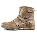OSSTONE Moto Boots for Men Fashion Zipper-up Leather Chukka Boots Casual Shoes 5008-1-F-9，Beige, Men's Size US9