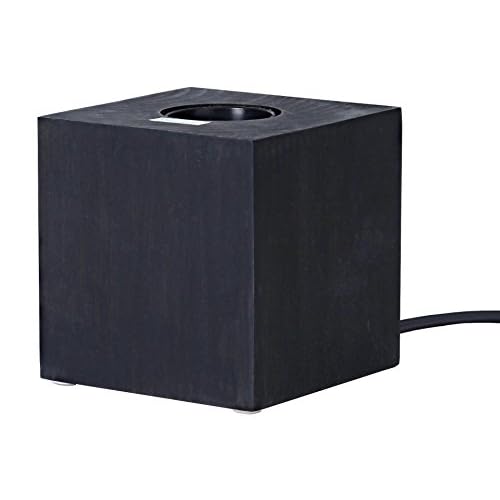 Holzleuchte "Kub", E27 Fassung Farbe: schwarz, mit Schalter ca. 9 cm x 9 cm ( Leuchtmittel nicht enthalten )