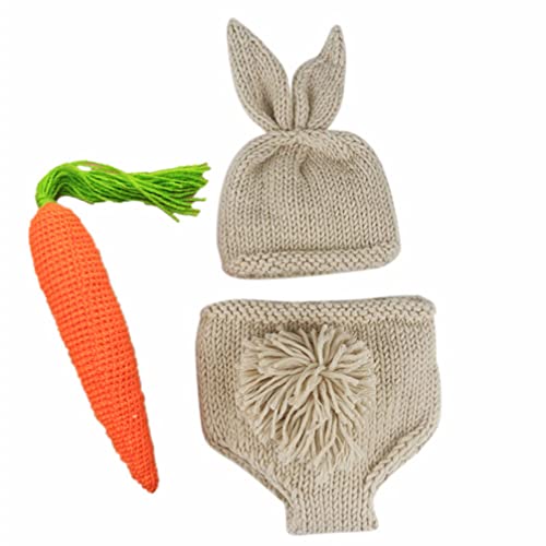 SOIMISS Bebé Pascua Bunny Trajes Bebé Recién Nacido Bebé Props Bunny Disfraz Conejo Crochet Punto Trajes Pañal Traje 1Er Traje de Cumpleaños Conjunto