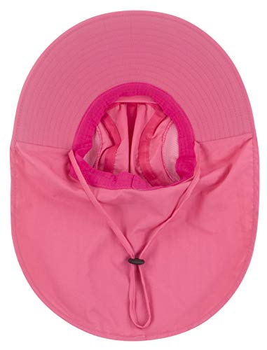 Muryobao Kids Child Girls Boys Summer Sun Hat Wide Brim Uv Protection Upf50+ Hats Mesh Bucket Cap For Beach Fishing With Neck Flap Rose Red #TOP3