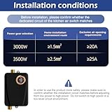 Instant Water Heater 3KW 220V Tankless Hot Water Heater with LCD Display for in-Line Sinks, Under Sink Water Heater (Black) - Image 8
