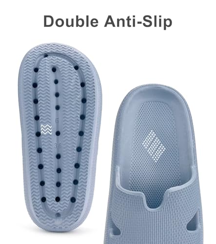 Image of Pillow Slippers for Women House Shower Foam Cushion Slides, Women's Comfy Cloud Recovery Slide, H Sandals for Womens with Non-Slip Lightweight Soft